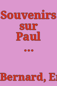 Souvenirs sur Paul Cézanne / Emile Bernard.