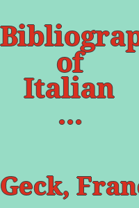 Bibliography of Italian baroque art / Francis J. Geck.