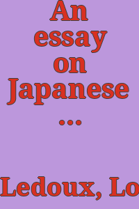 An essay on Japanese prints / by Louis V. Ledoux.
